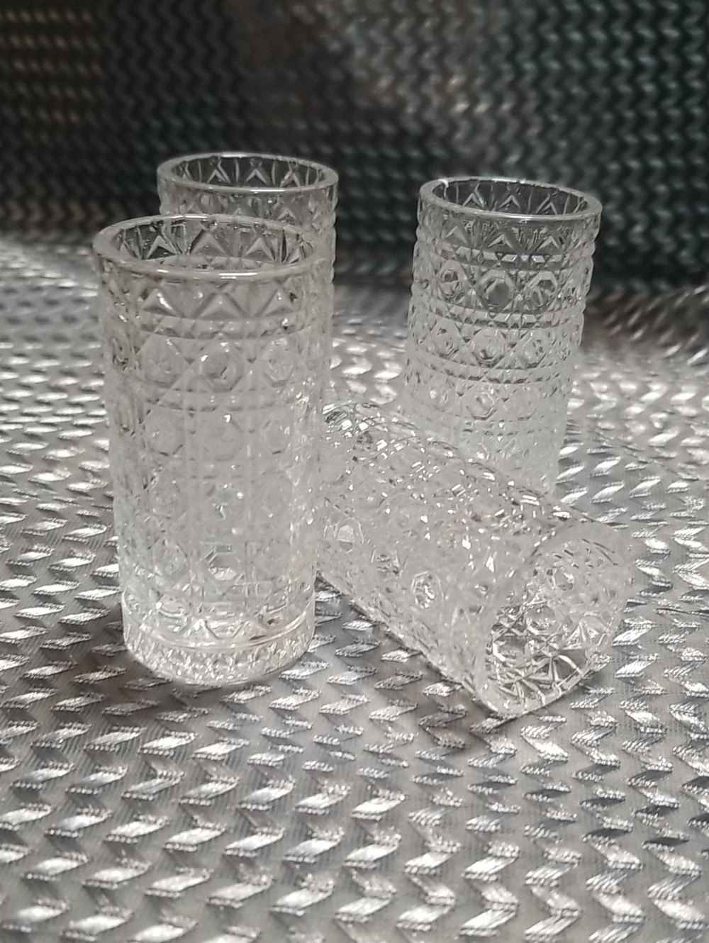 Set of Clear Cut-Glass Shot Glasses